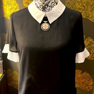 CeCe black and white blouse